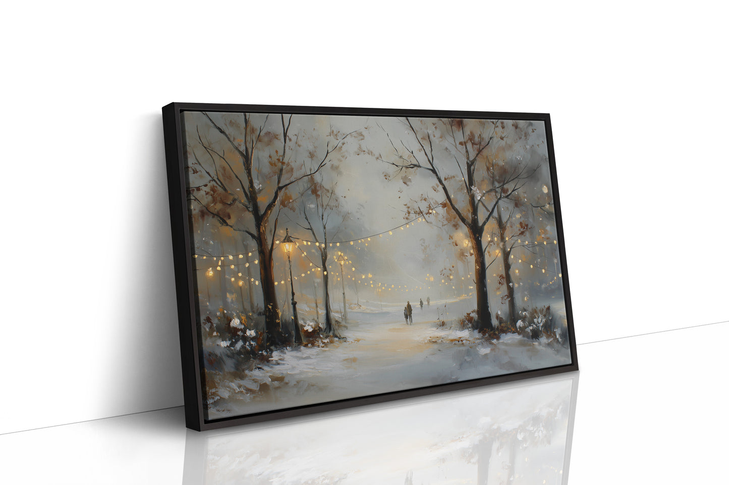 Luminous Winter Path Through Misty Woods