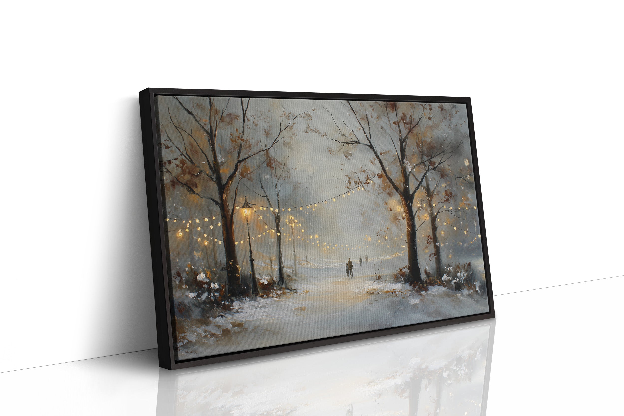 Luminous Winter Path Through Misty Woods