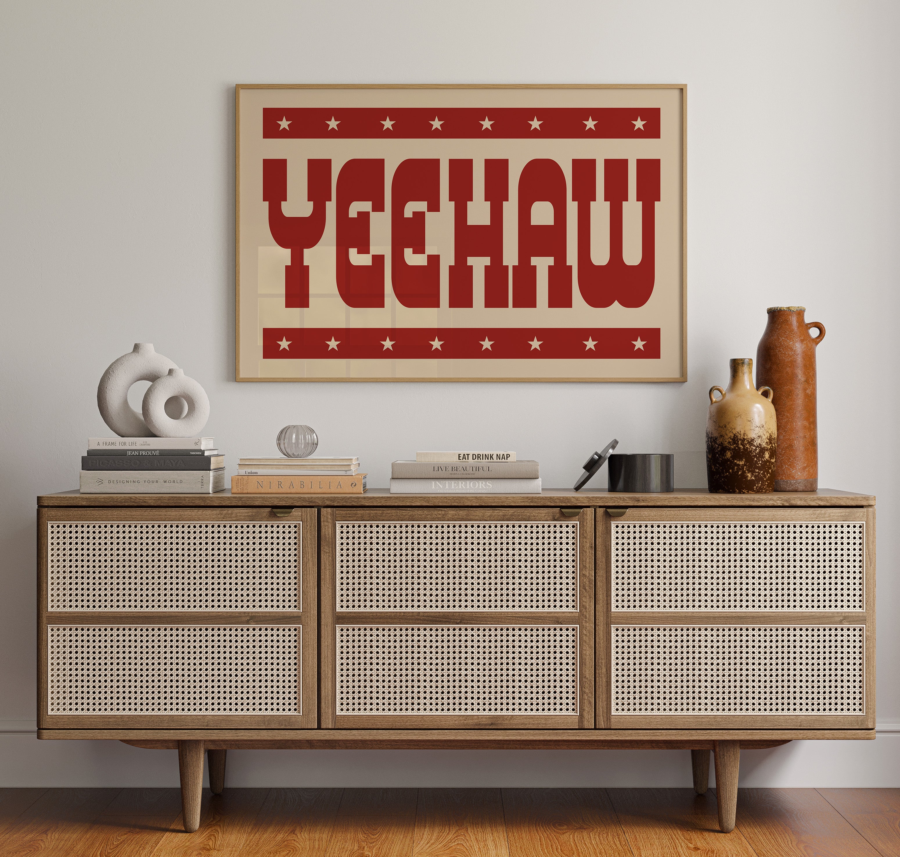 Yeehaw Western Print in Bold Red
