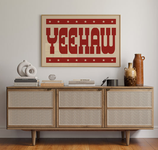 Yeehaw Western Print in Bold Red