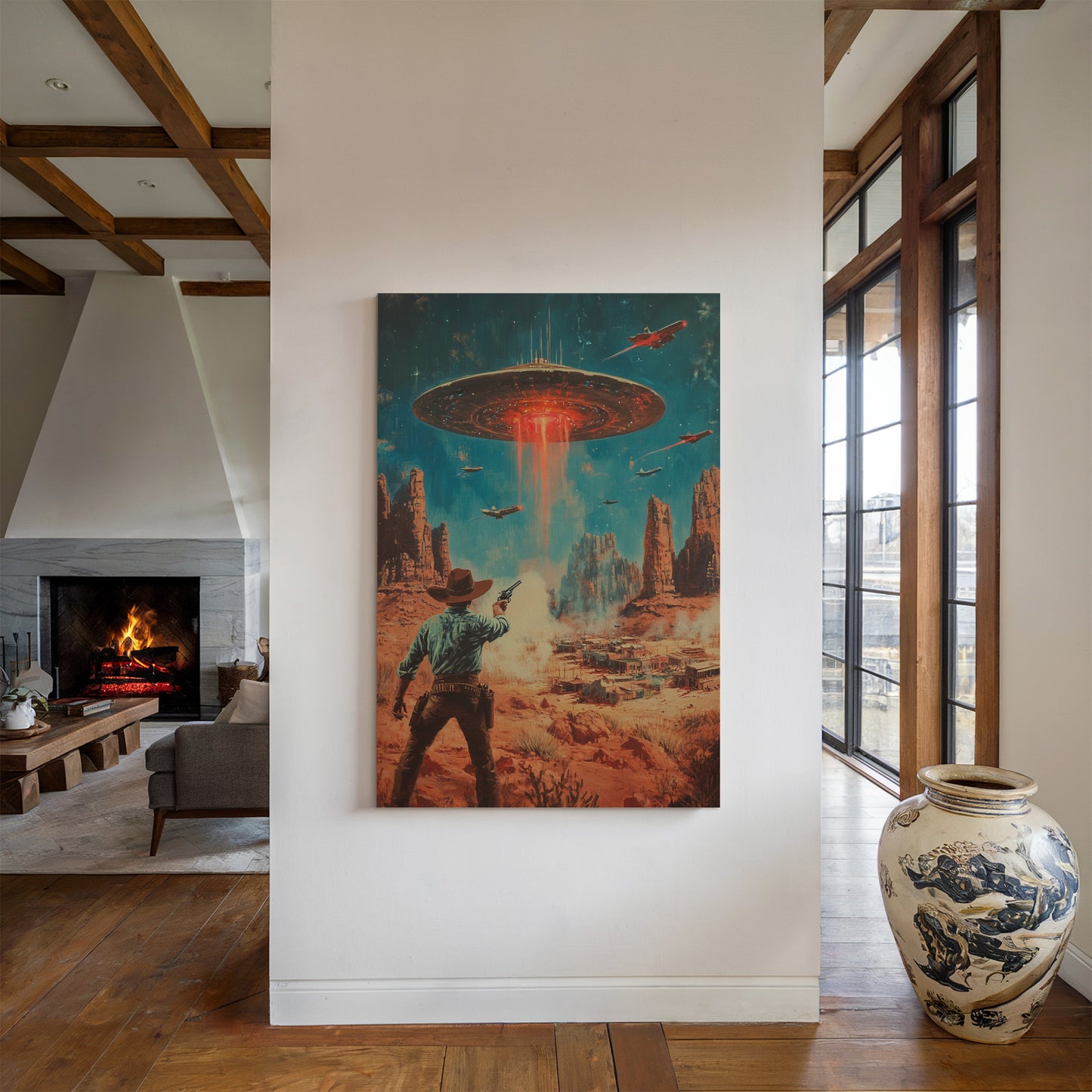 Cowboy vs. UFO – Sci-Fi Western Wall Art