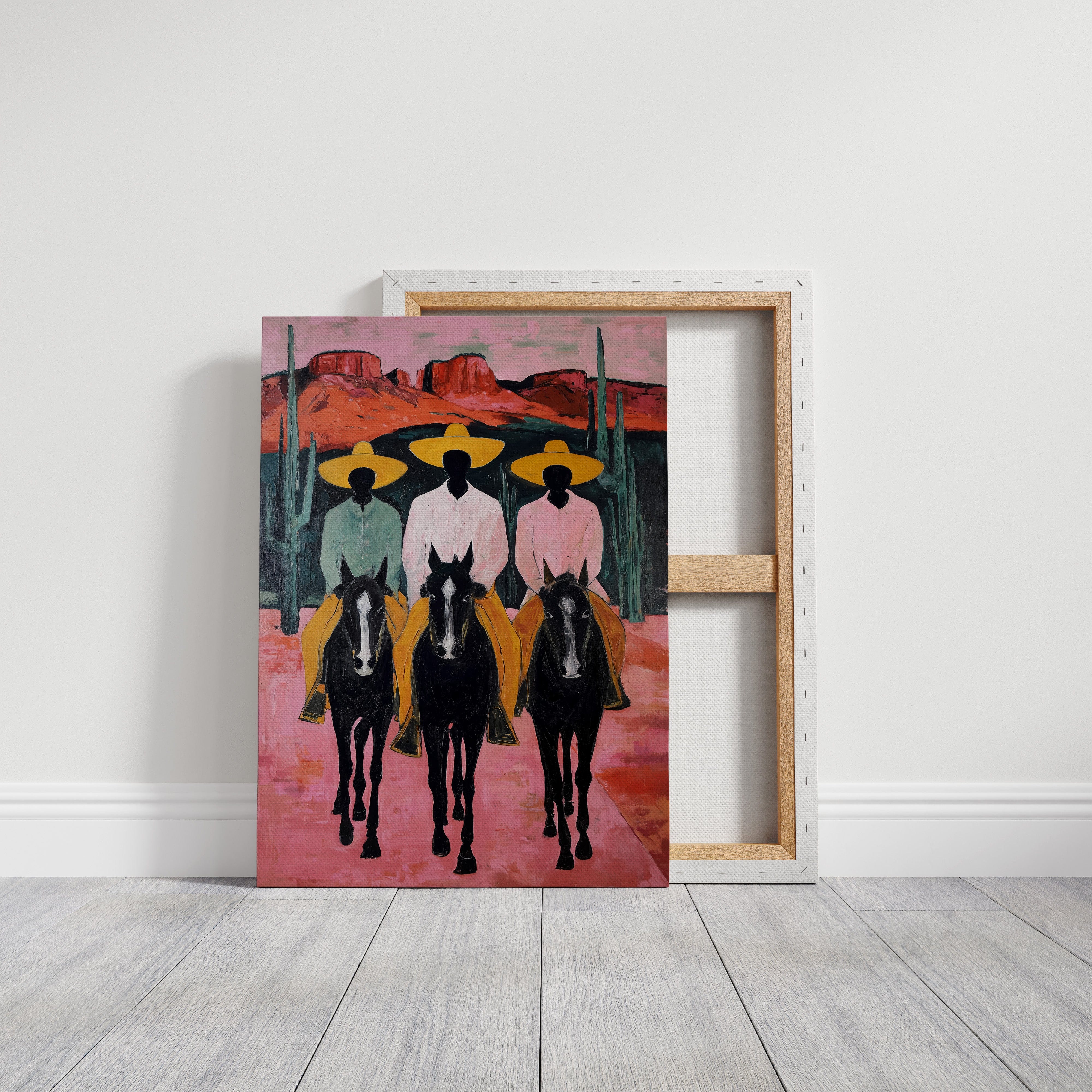 Desert Riders Beneath Crimson Cliffs