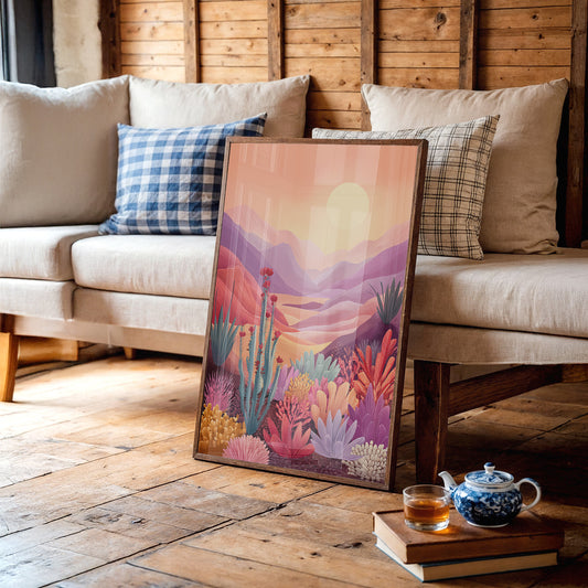 Sunset Paints Desert Flowers Wild
