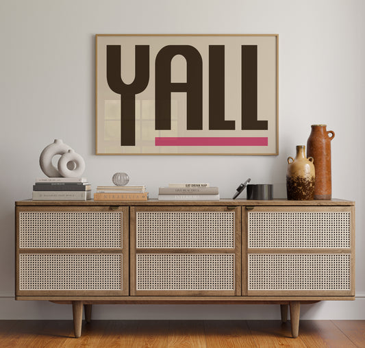 Y’all Typography Print with Pink Underline
