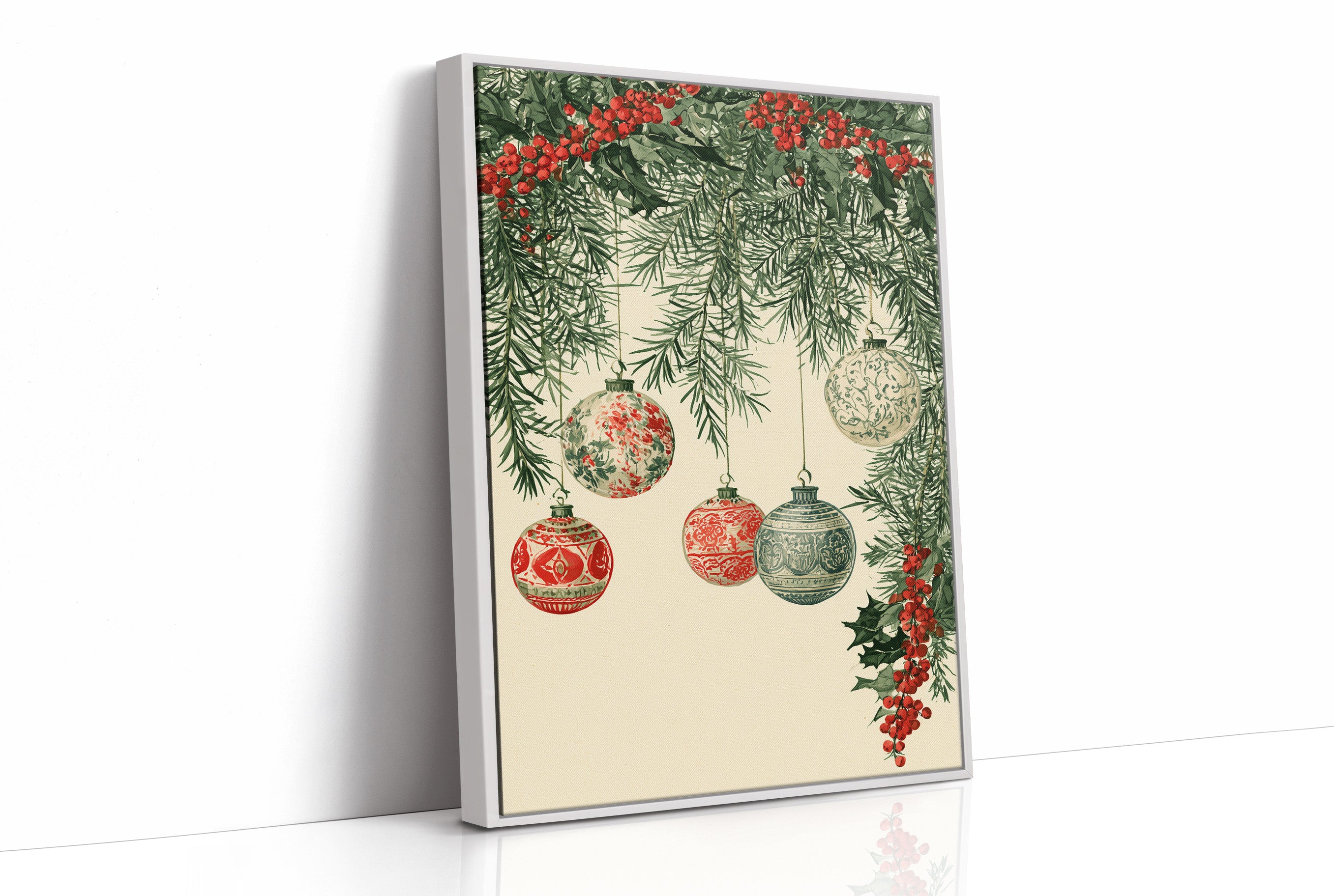 Patterned Baubles, Holly Framed