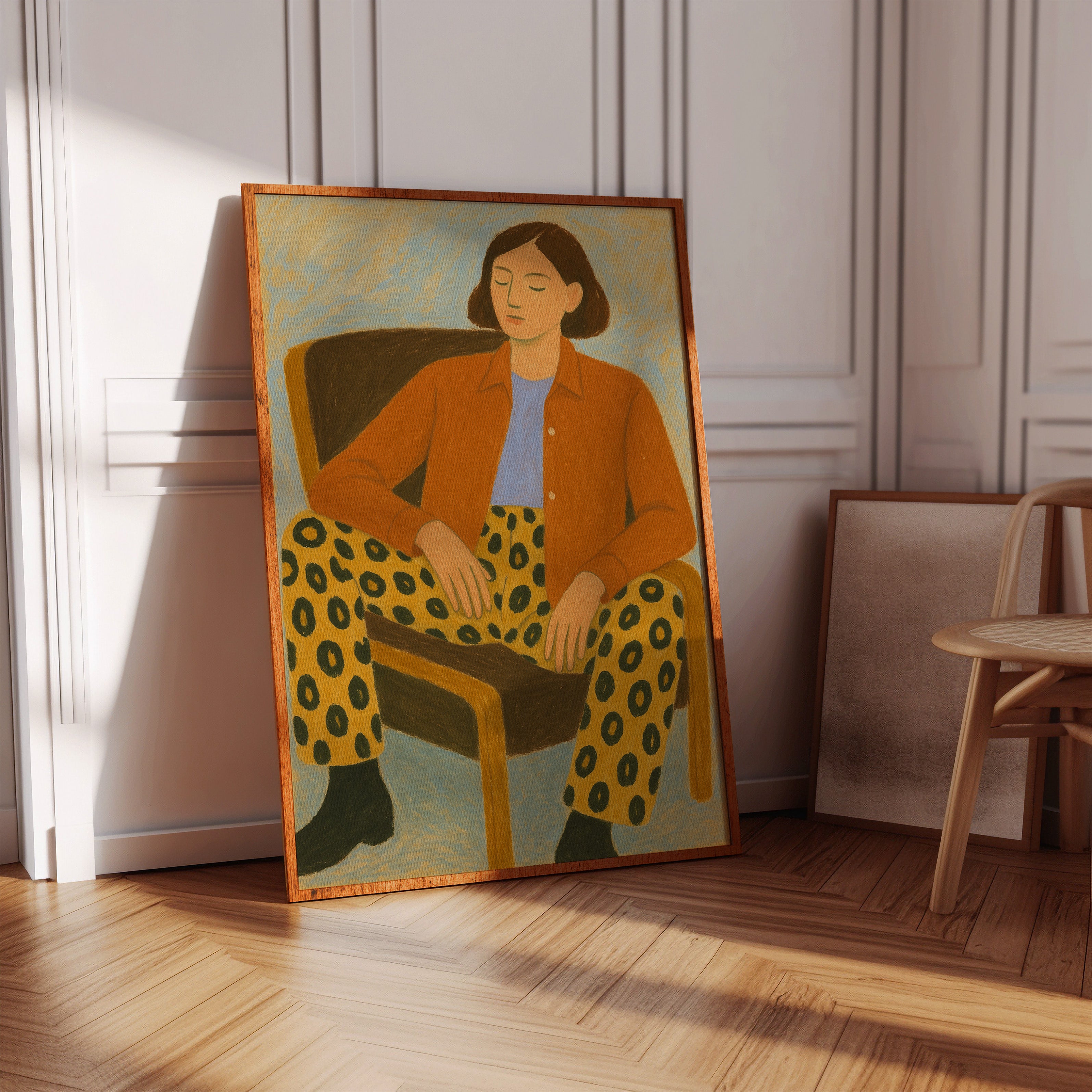 Still Moment in Patterned Pants