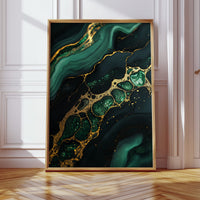 Gilded Cells in Deep Emerald Flow