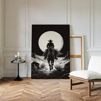 Lone Rider Under a Full Moon