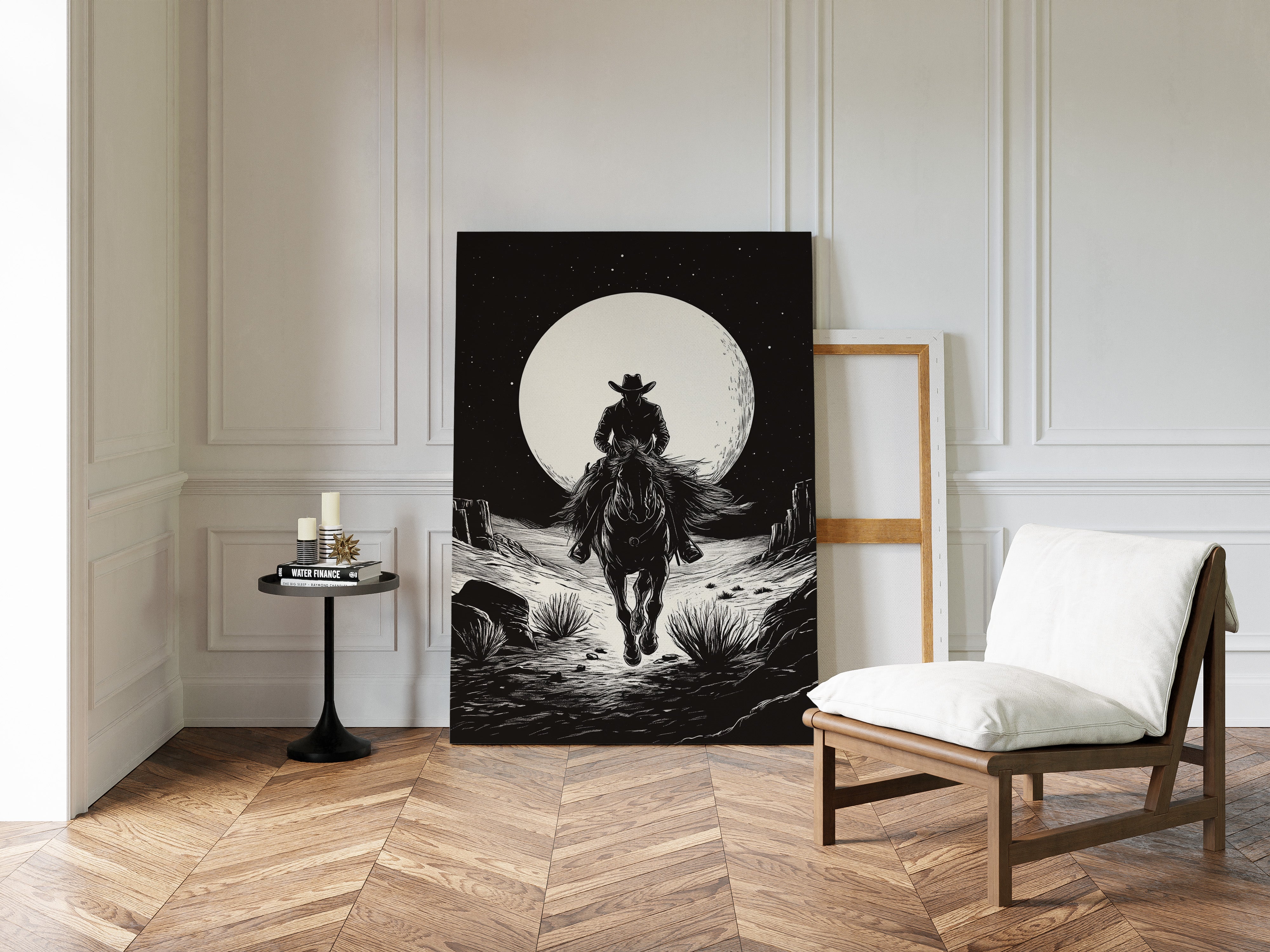 Lone Rider Under a Full Moon