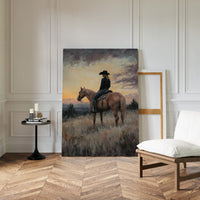 Evening Watch – Cowgirl and Horse at Sunset