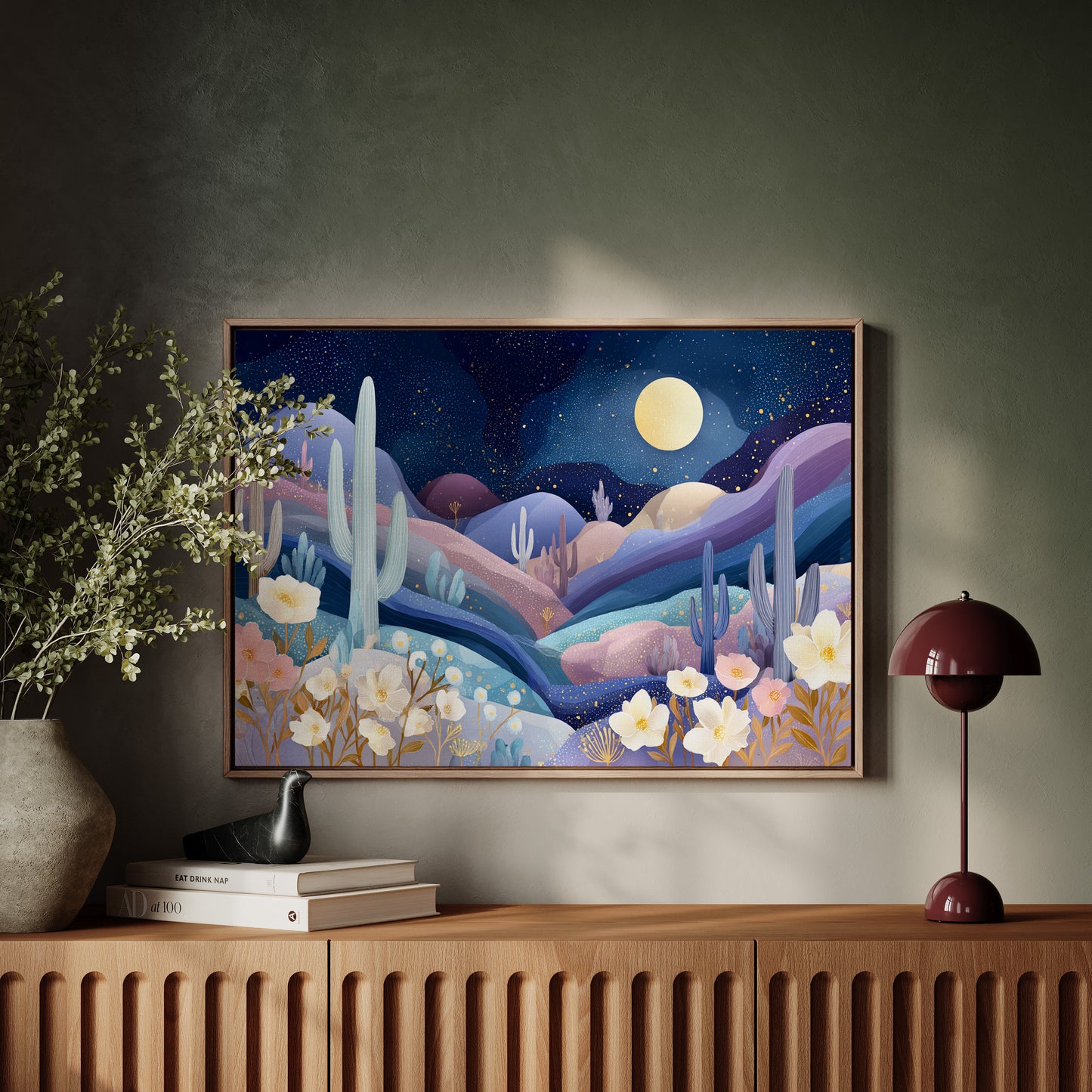 Desert Cosmos Blooms Under Moonlight