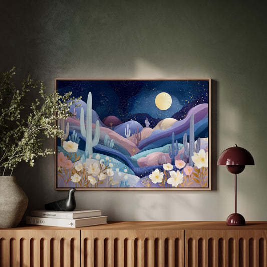 Desert Cosmos Blooms Under Moonlight