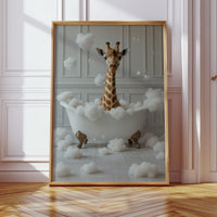 Giraffe in a Bathtub of Bubbles
