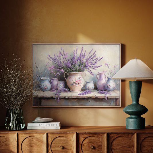 Lavender Spills Across Vintage Vessels