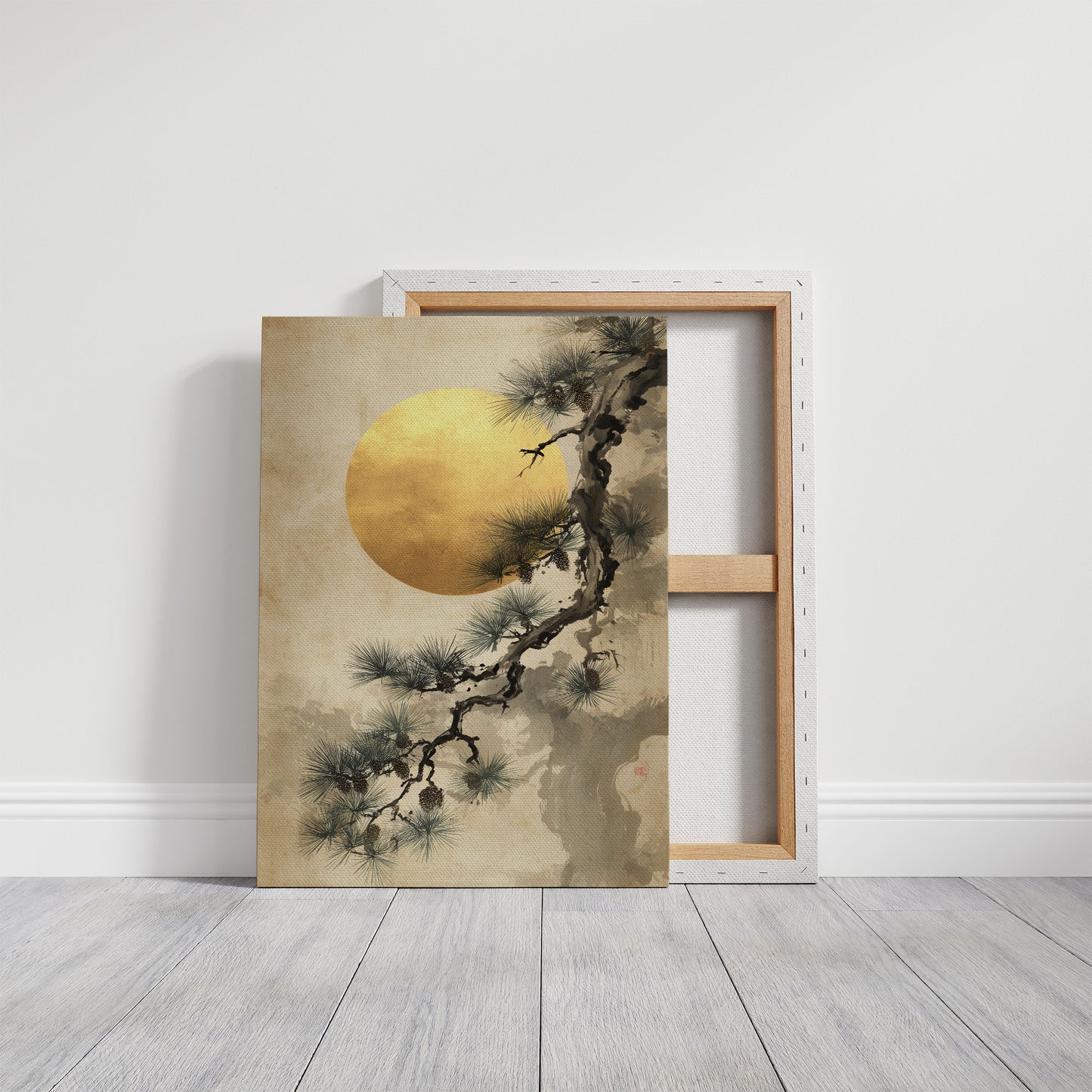 Pine Branches Dance With Golden Moon