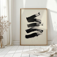 Black Strokes Dance Through Rain