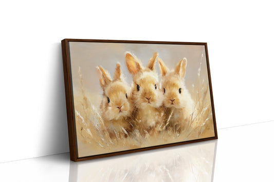 Curious Bunnies Dance Through Golden Grass