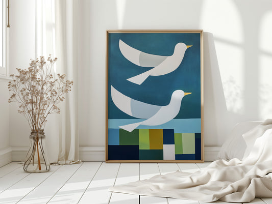 Peace Doves Above Geometric Fields