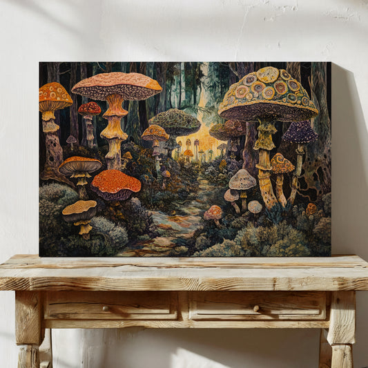 Enchanted Mushroom Forest: Mystical Fantasy Canvas Wall Art