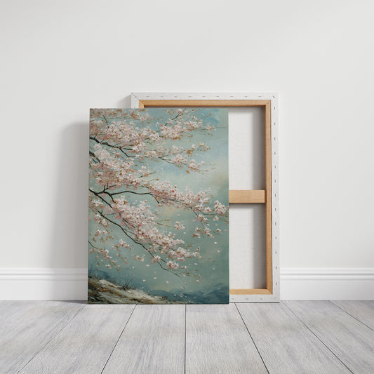 Cherry Blossoms Dance Against Turquoise
