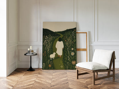 The Shepherd and the Lamb Floral Path Print