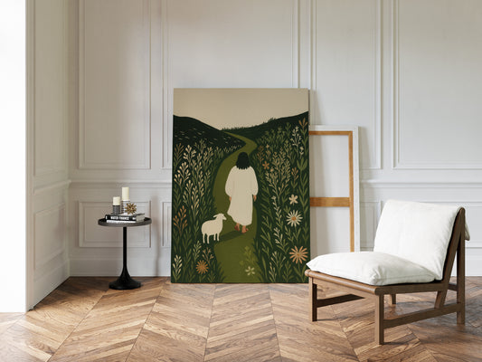 The Shepherd and the Lamb Floral Path Print