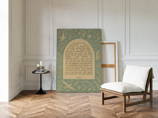 Psalm 23 Scripture with Doves and Florals