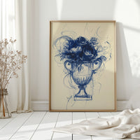 Indigo Roses Dance In Crystal Urn
