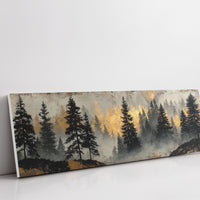 Golden Mist Through Pines