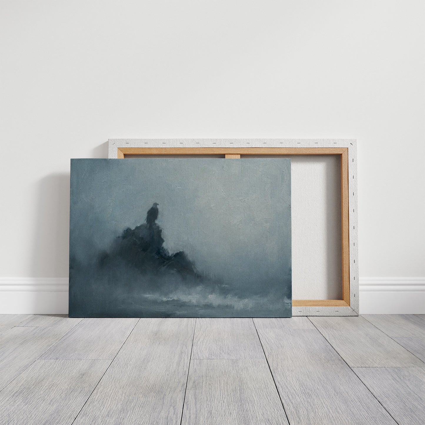 Eagle on the Foggy Sea Cliff