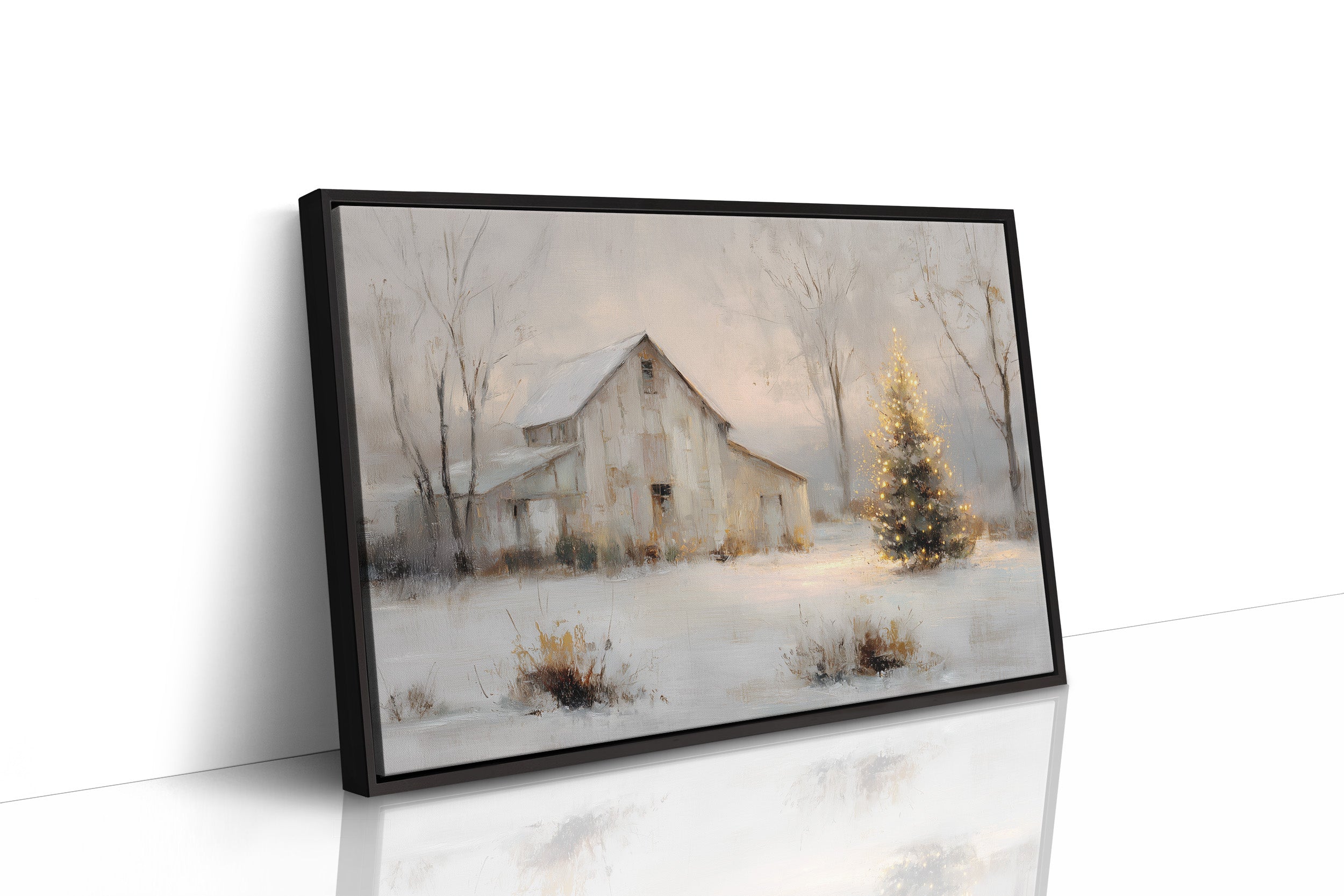 Barn and Evergreen in the Snow