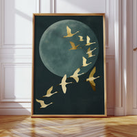 Golden Flight Beneath a Silent Moon