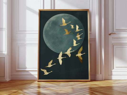 Golden Flight Beneath a Silent Moon