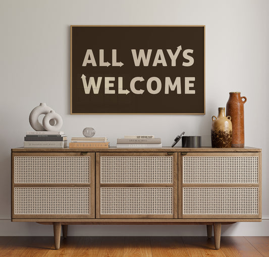All Ways Welcome Bold Dark Background Print