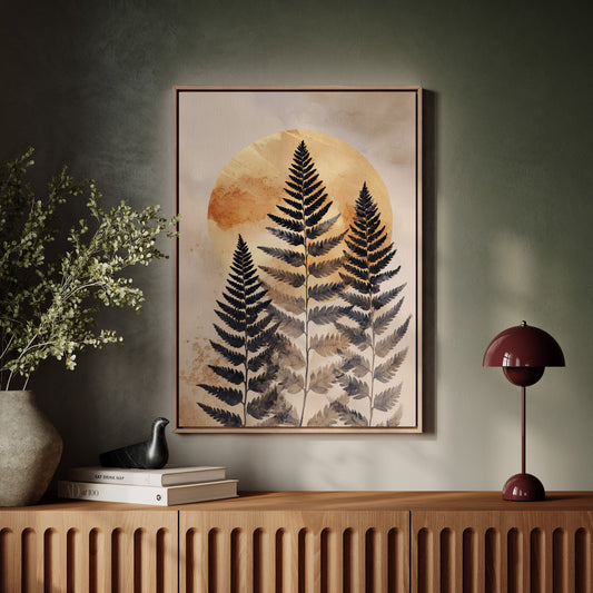 Fern Silhouettes Against Golden Light