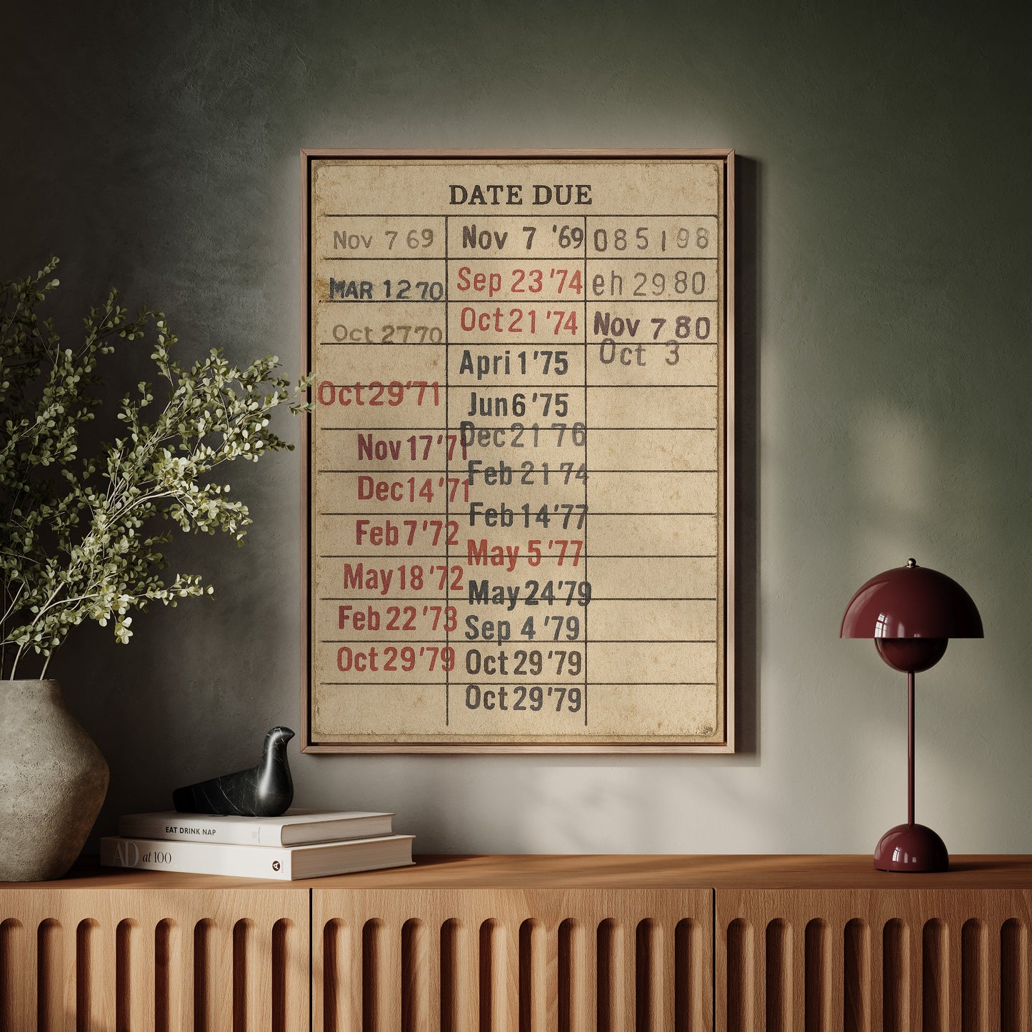 Vintage Library Date Due Card – Retro Paper Texture Wall Art