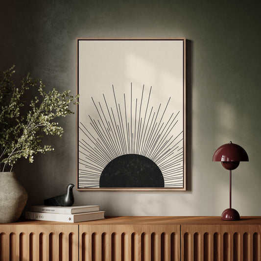 Minimal Black Sunburst Rising