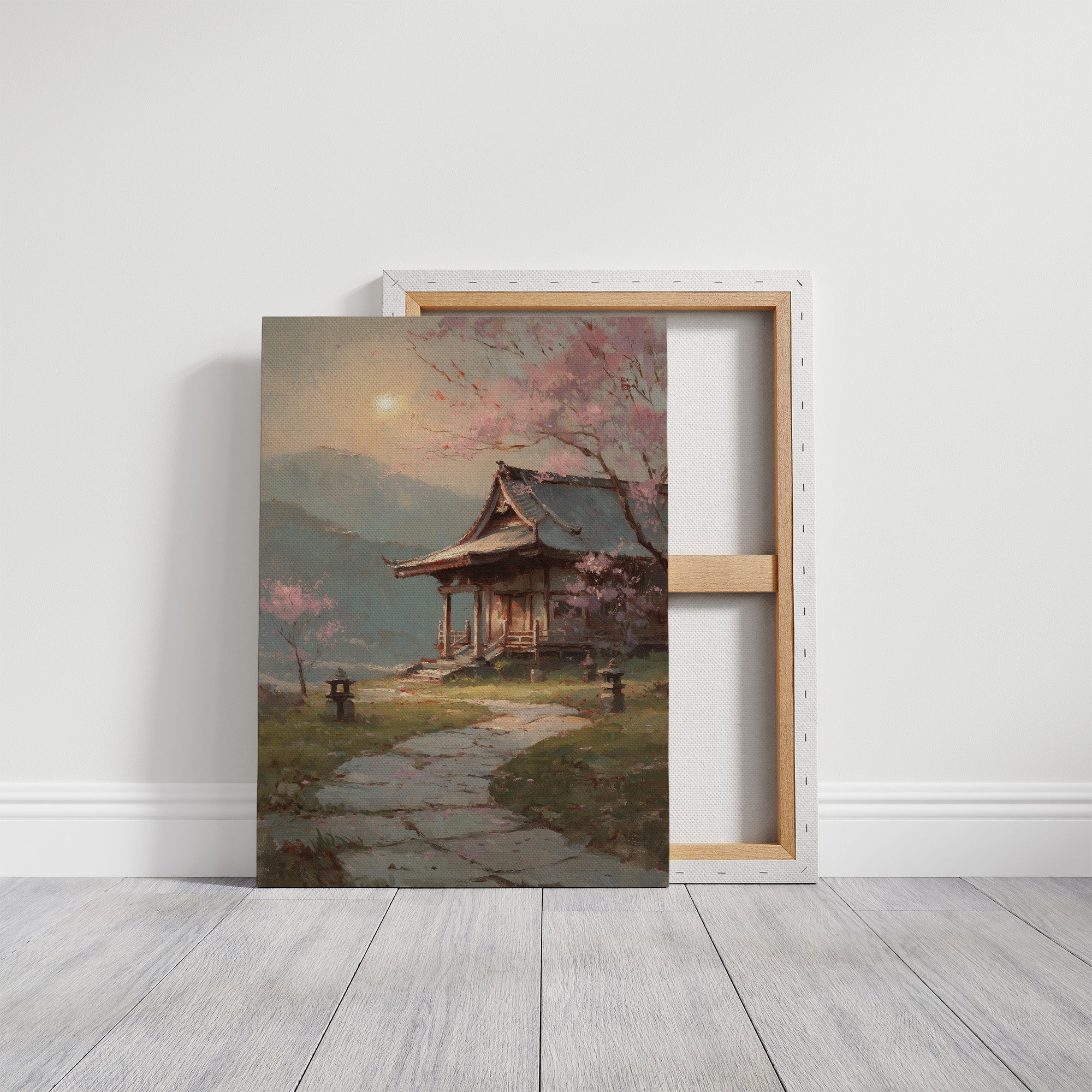 Cherry Blossoms Guard Ancient Temple Path