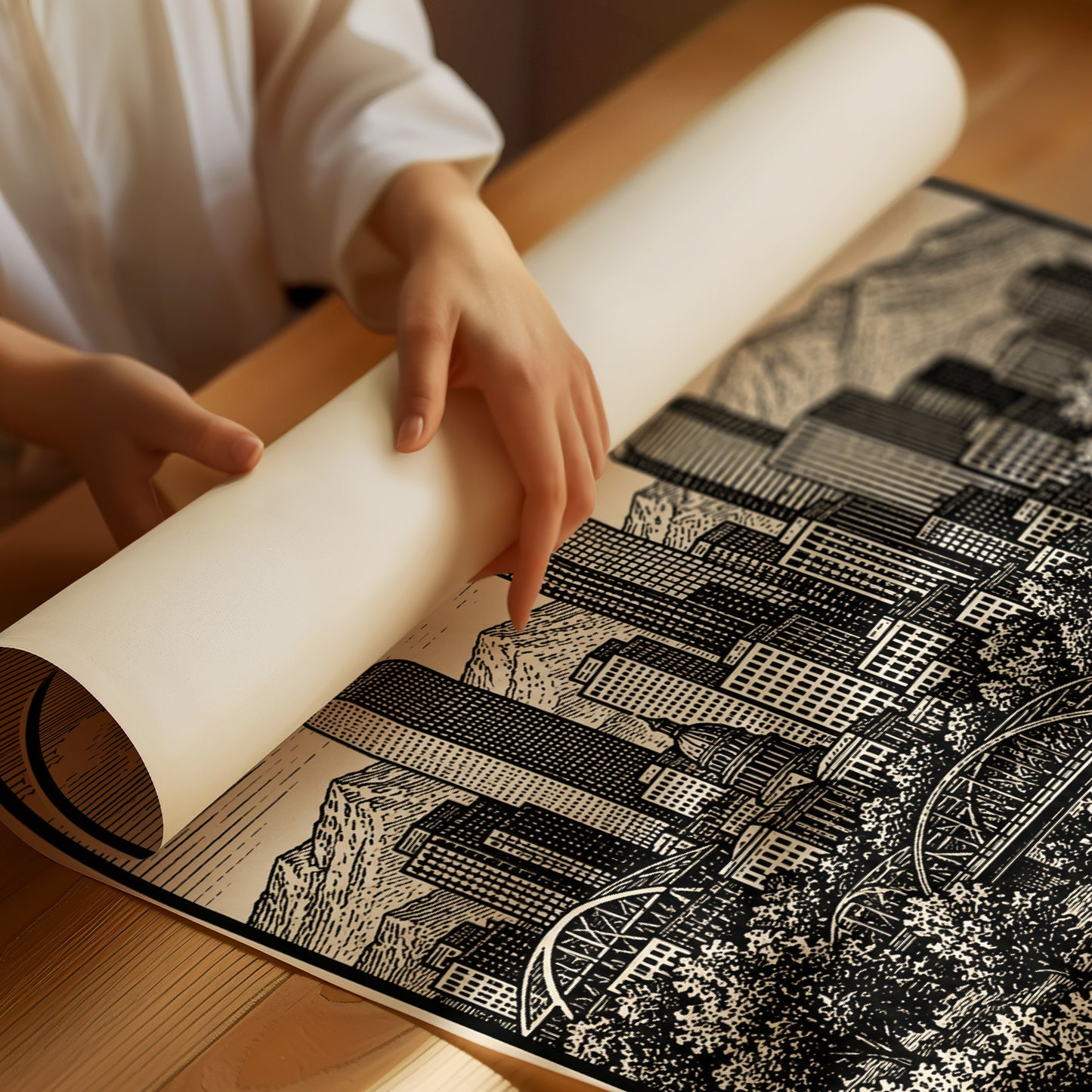 Denver in Woodcut