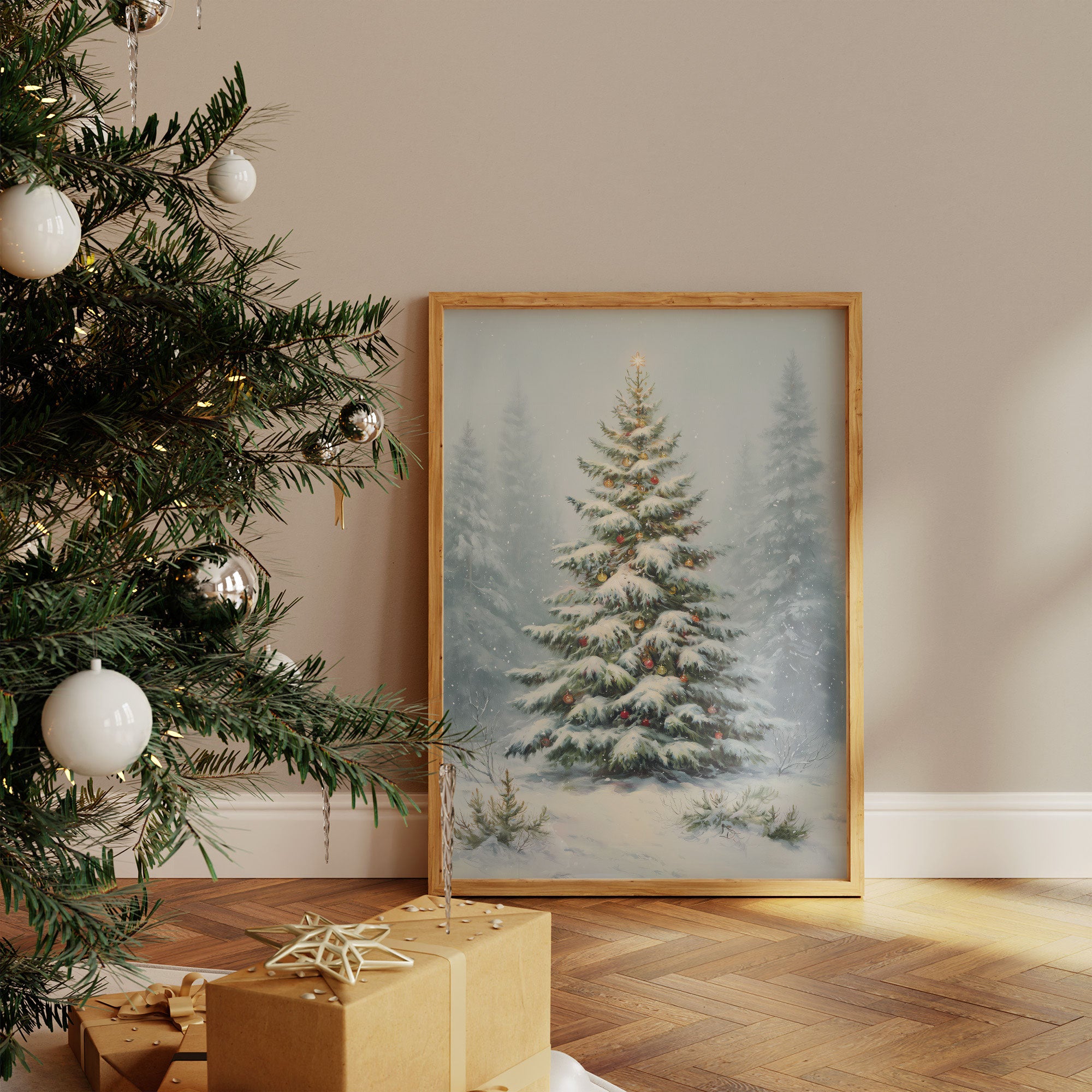 Snow Dusted Evergreen Keeps Watch