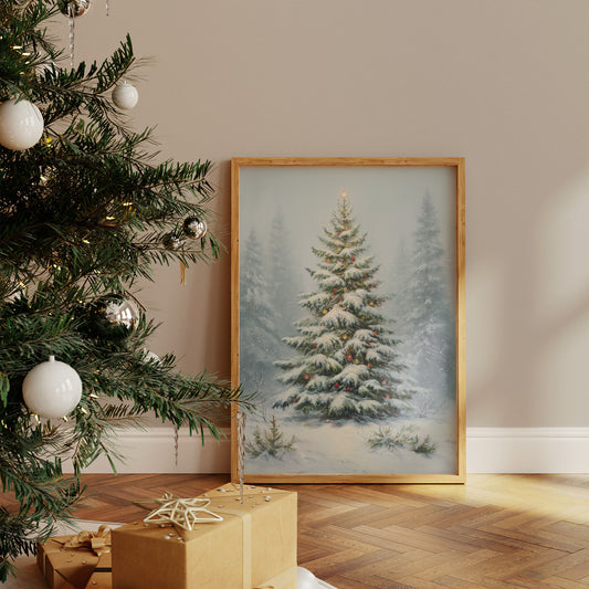 Snow Dusted Evergreen Keeps Watch