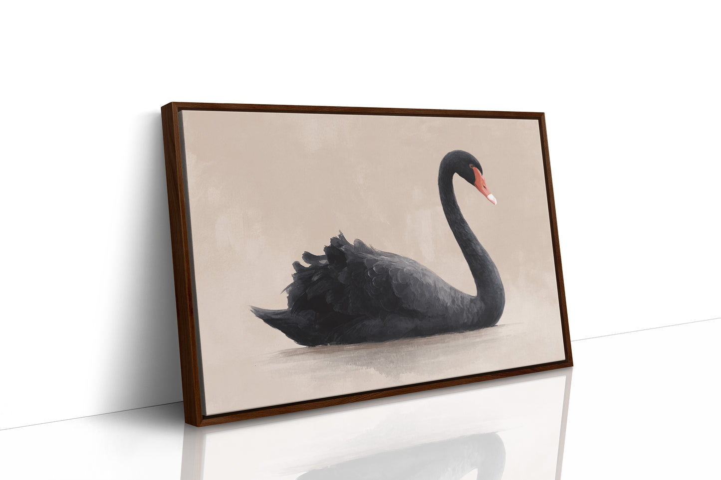 Black Swan Glides Through Blush Dawn