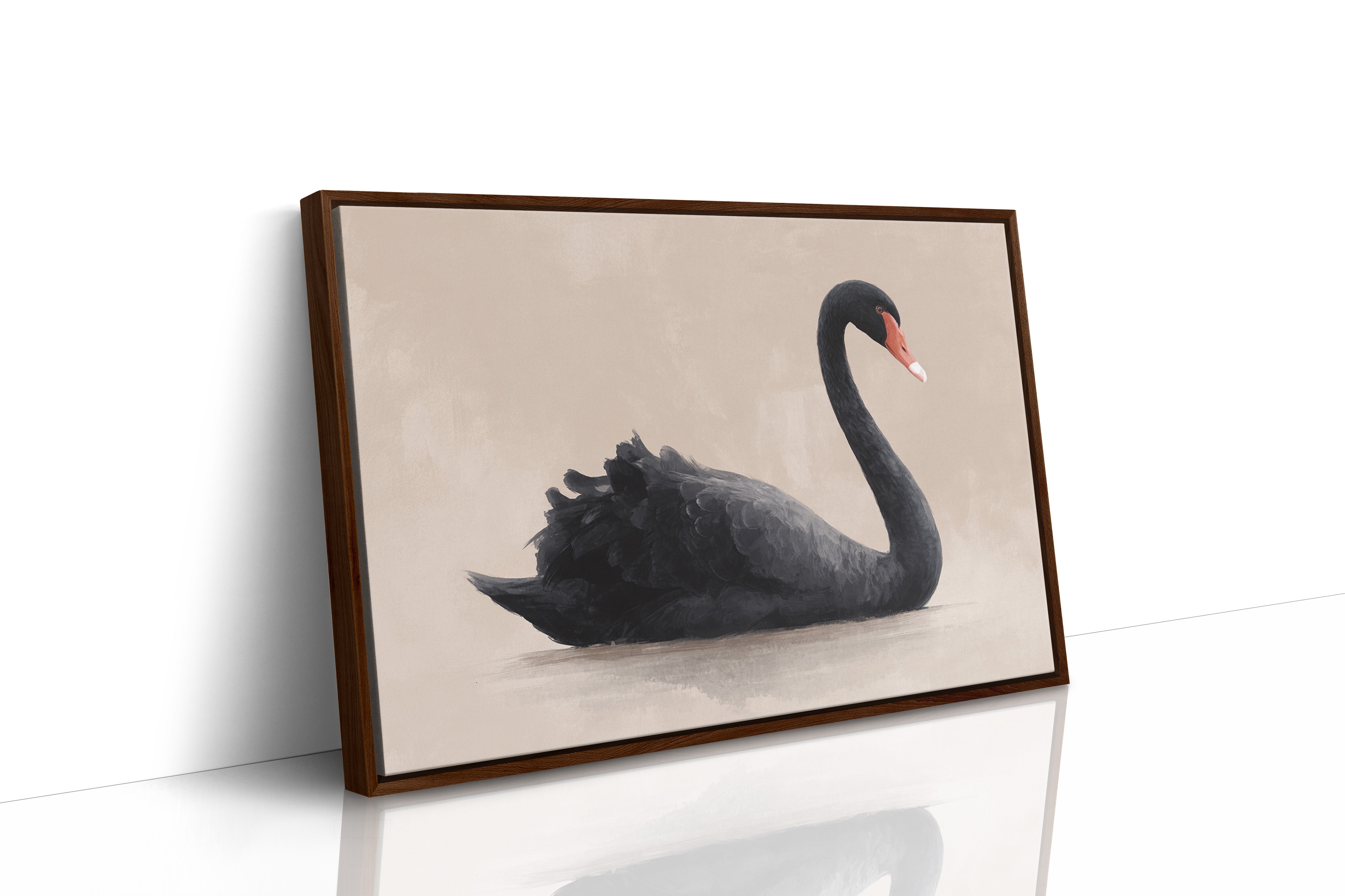 Black Swan Glides Through Blush Dawn