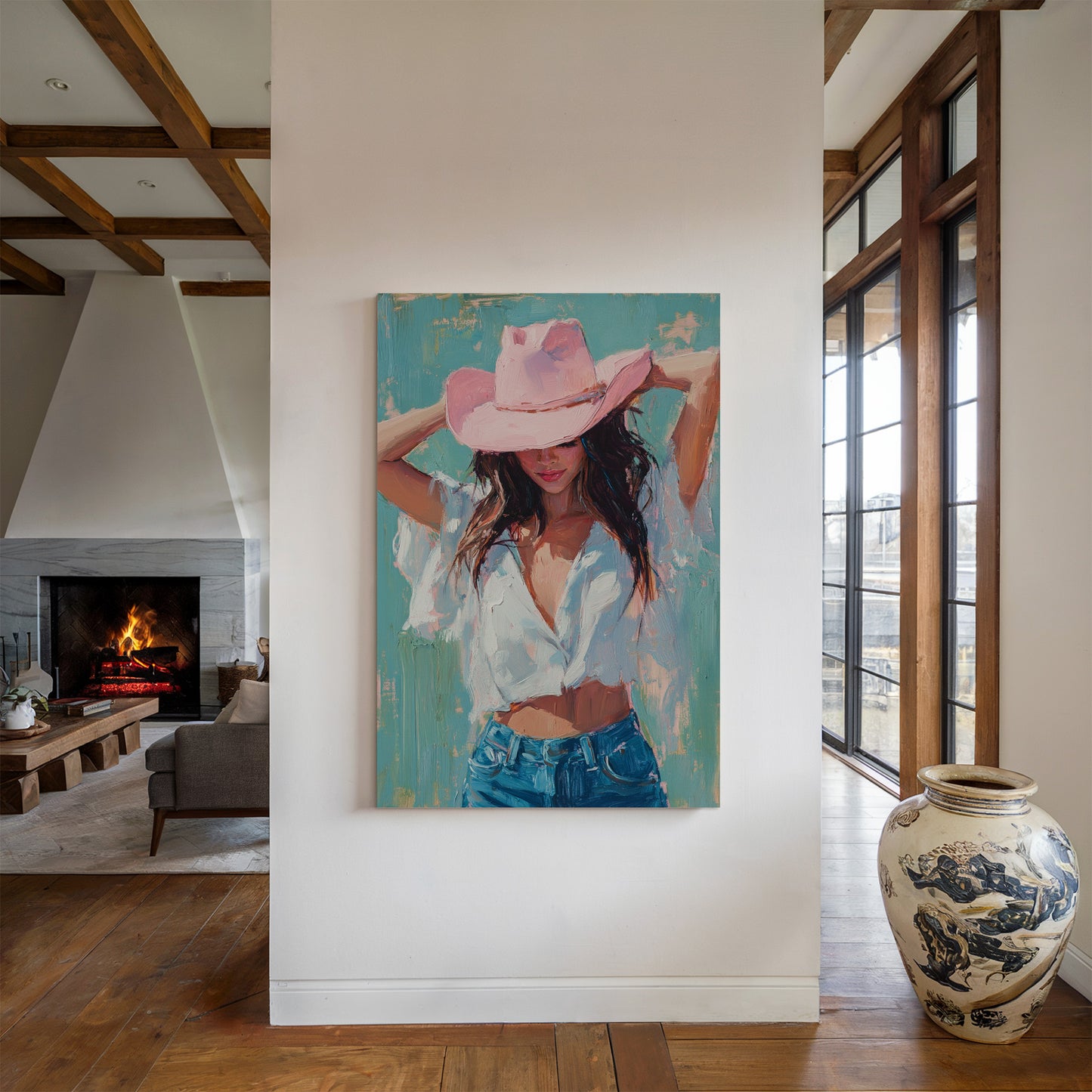 Pink Cowgirl Hat – Western Chic Wall Art