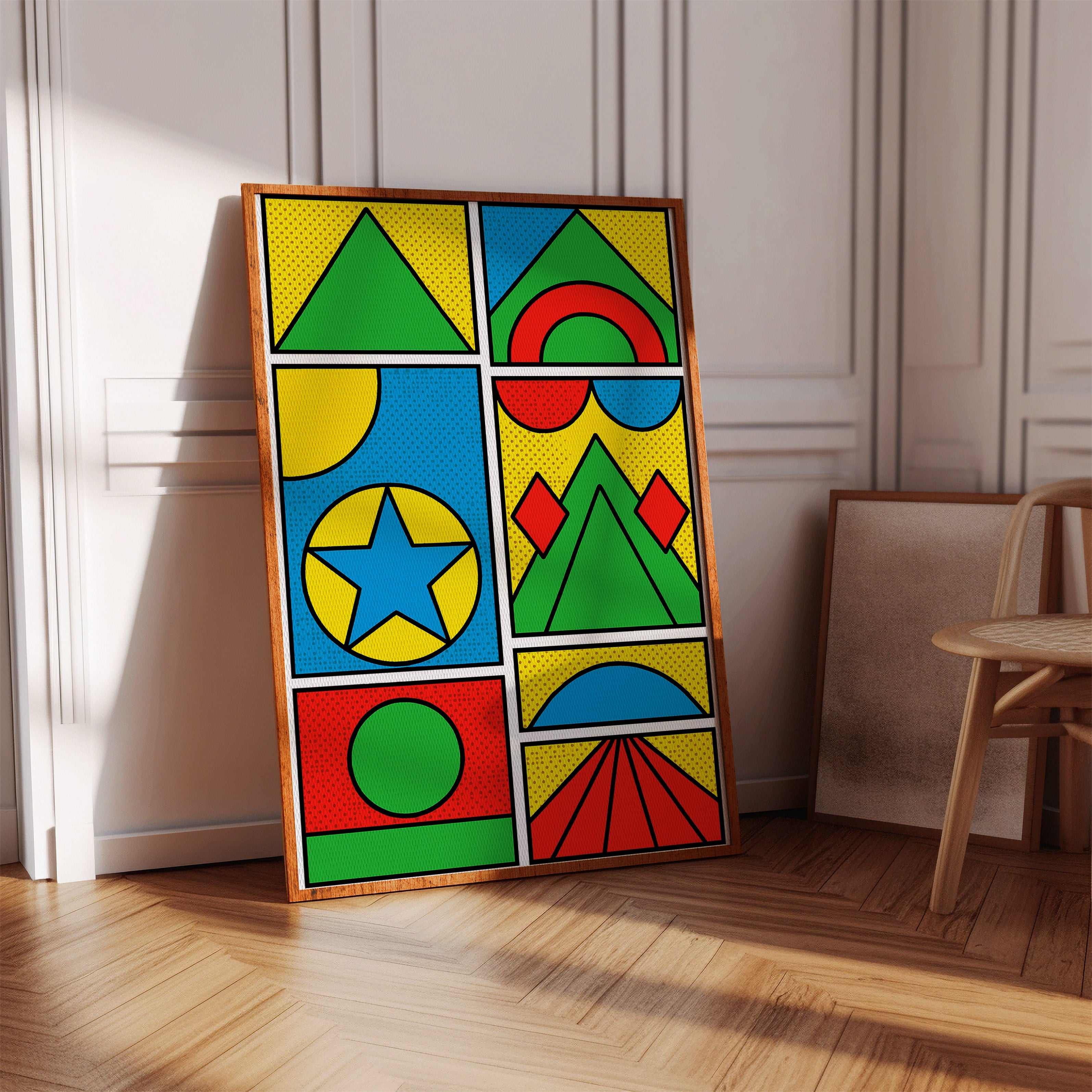 Pop Geometry in Primary Color Panels