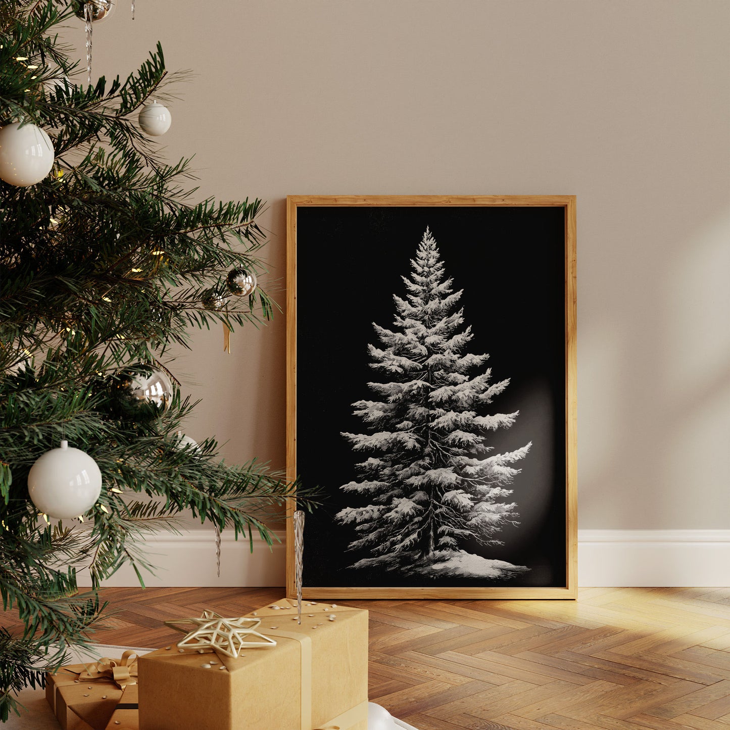 Silent Pine Stands In Midnight