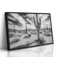 Saguaro Silence in Black and White