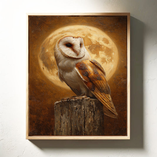 Barn Owl Beneath a Full Moon