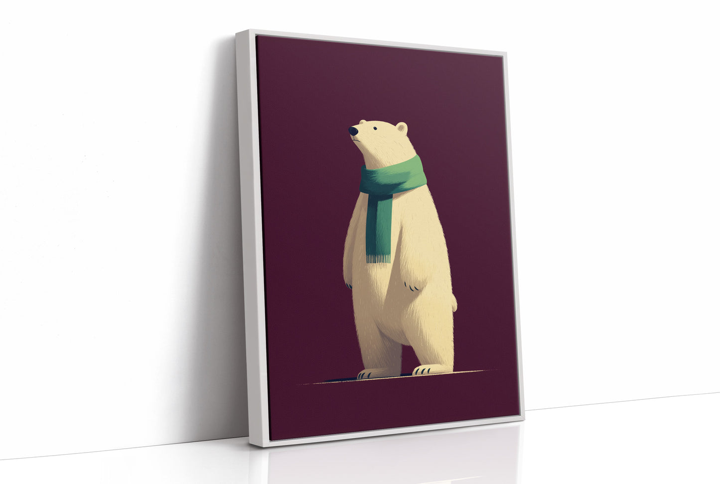 Polar Bear in Green Scarf