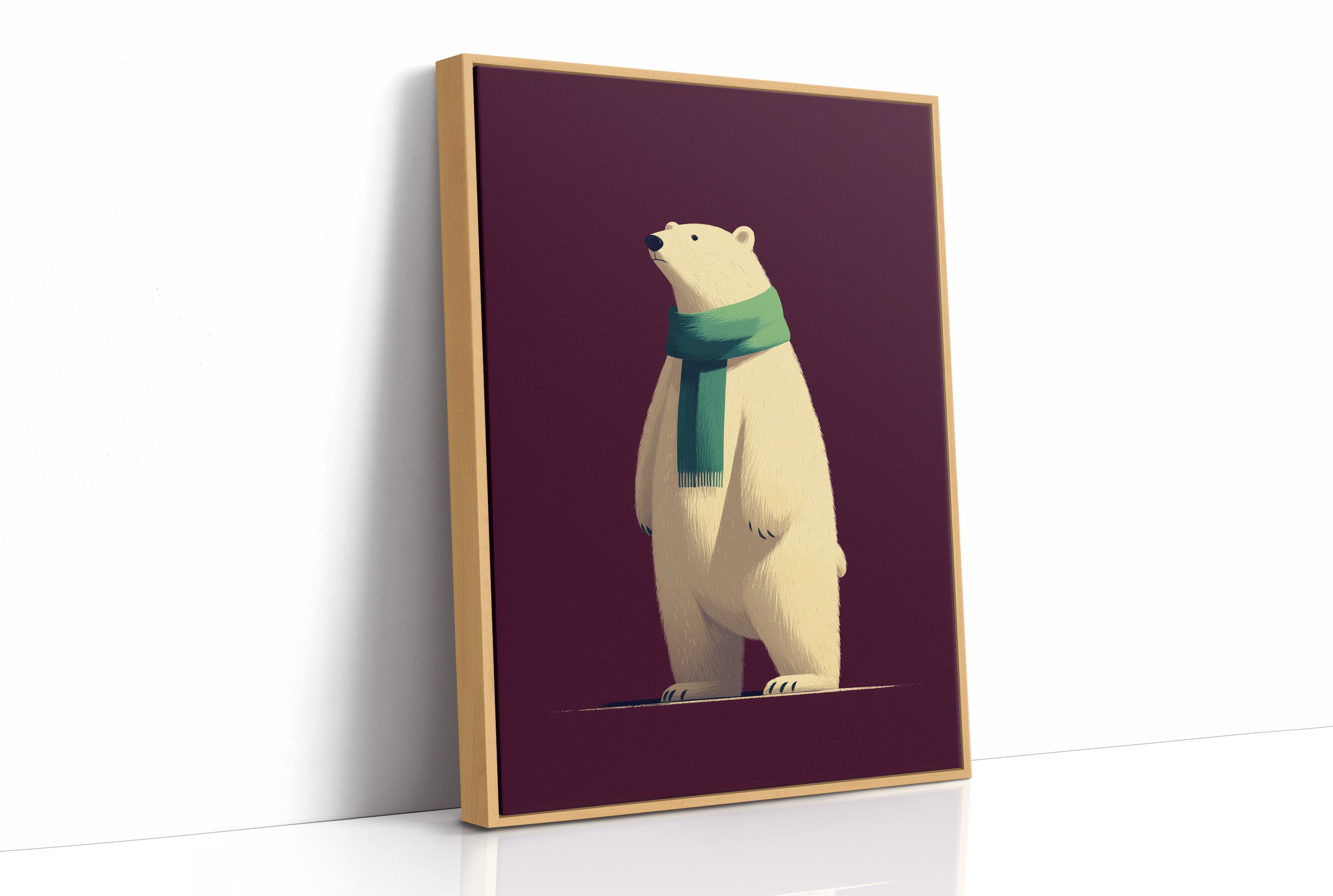 Polar Bear in Green Scarf